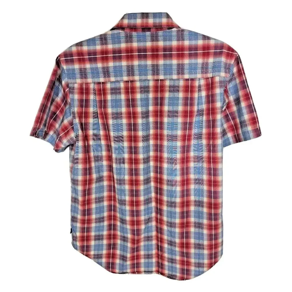 Levi's Strauss Co. Men's Shirt Small Short Sleeve Check Plaid Button Up Blue Red